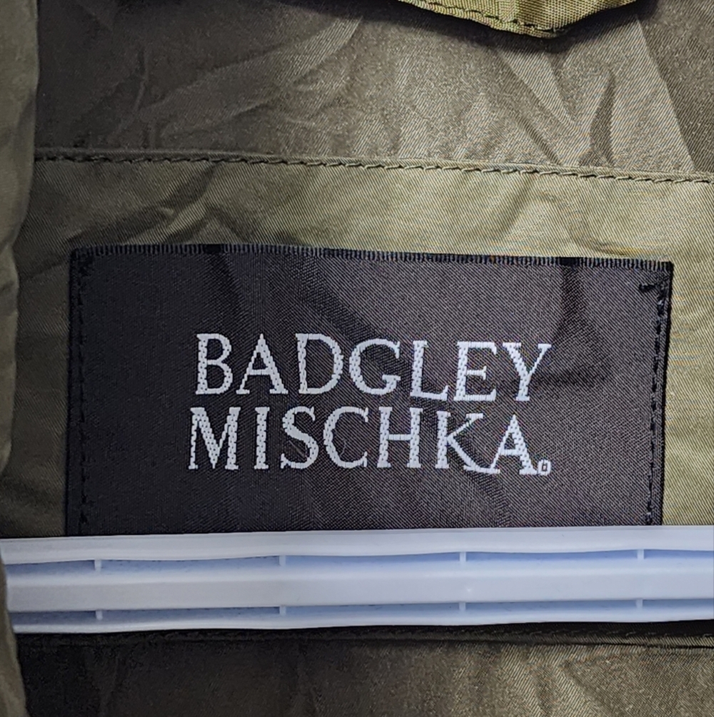 Badgley Mischka Olive Trench Coat Jacket - Picture 7 of 9